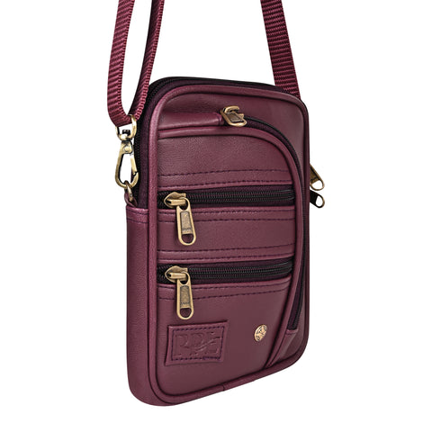 Wine 7 Zip Sling Bag for Men