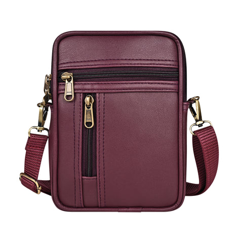 Wine 7 Zip Sling Bag for Men