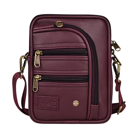 Wine 7 Zip Sling Bag for Men