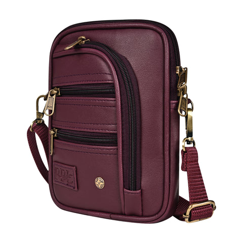 Wine 7 Zip Sling Bag for Men