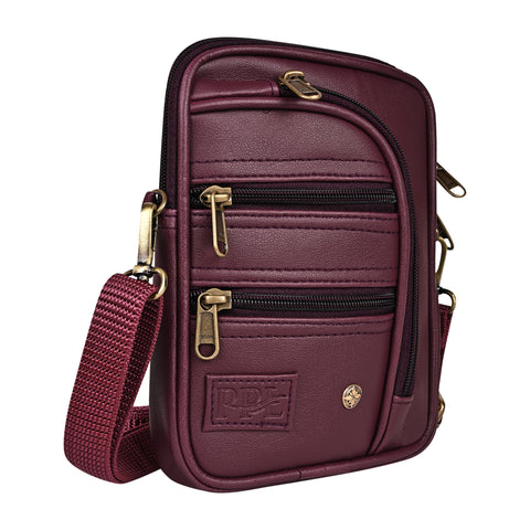 Wine 7 Zip Sling Bag for Men