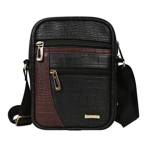 Stylish Black Diablo 9 Inches Leather Mobile Messenger Bag for men & Women.