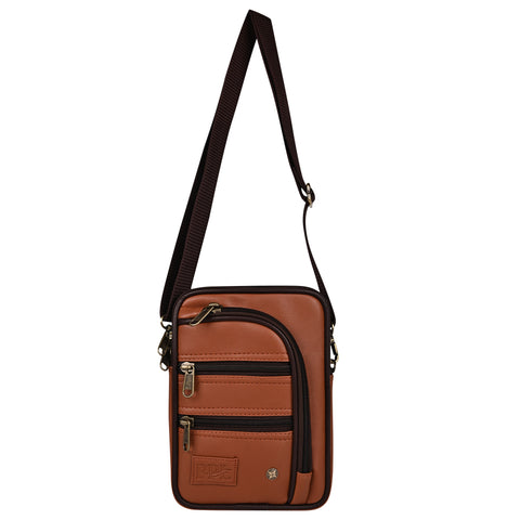 Tan 7 zip Crossbody sling bag for women