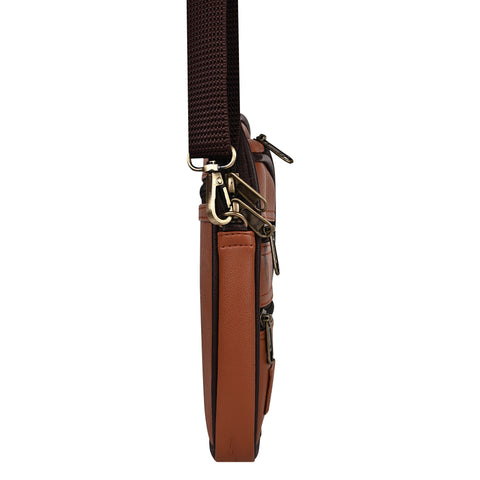 Tan 7 zip Crossbody sling bag for women