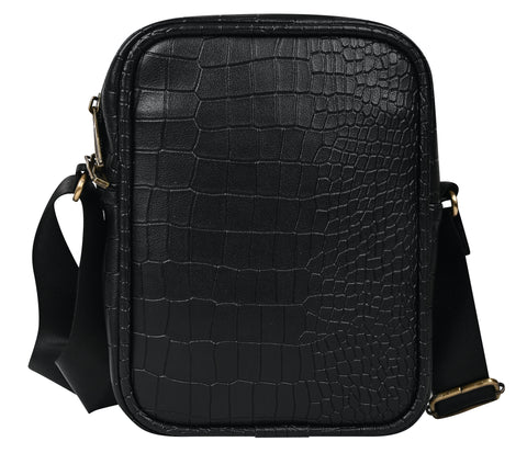 Stylish Black Diablo 9 Inches Leather Mobile Messenger Bag for men & Women.