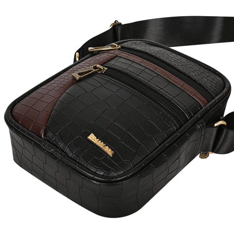 Stylish Black Diablo 9 Inches Leather Mobile Messenger Bag for men & Women.