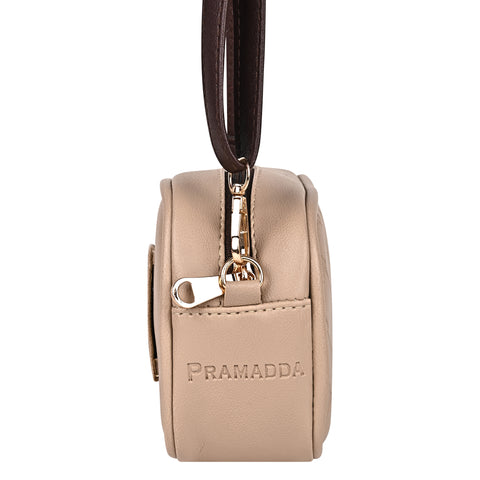 Royal Beige Check Emboss Crossbody Cum Waist Bag For Women