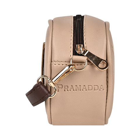 Royal Beige Check Emboss Crossbody Cum Waist Bag For Women