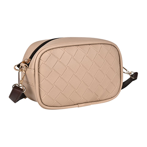 Royal Beige Check Emboss Crossbody Cum Waist Bag For Women