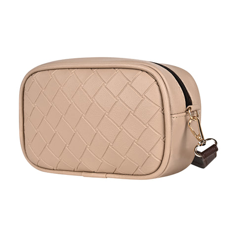 Royal Beige Check Emboss Crossbody Cum Waist Bag For Women