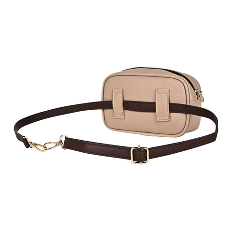 Royal Beige Check Emboss Crossbody Cum Waist Bag For Women