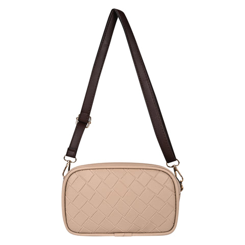 Royal Beige Check Emboss Crossbody Cum Waist Bag For Women