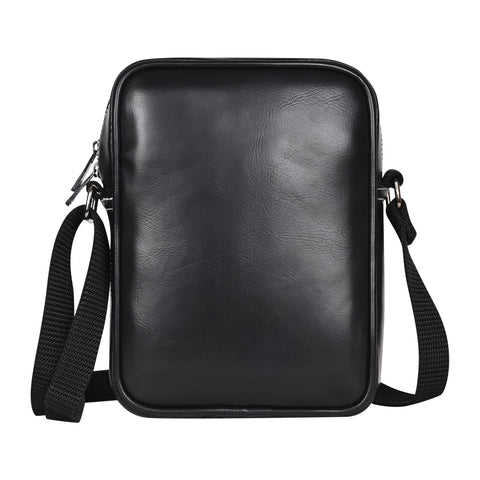 Elegant Black Vegan Leather POSH Sling mini Messenger Bag for Men Women Travel