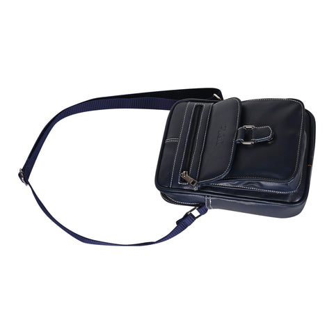 Stylish Majestic Blue Vegan Leather POSH Sling mini Messenger Bag for Men Women Travel