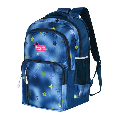 Elegant Blue Printed Backpack for girls for Office, College, School, Travel.