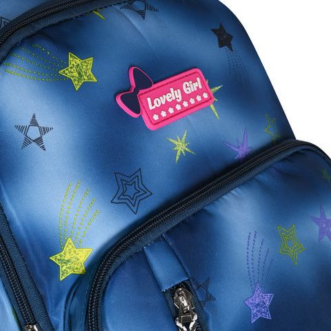 Elegant Blue Printed Backpack for girls for Office, College, School, Travel.