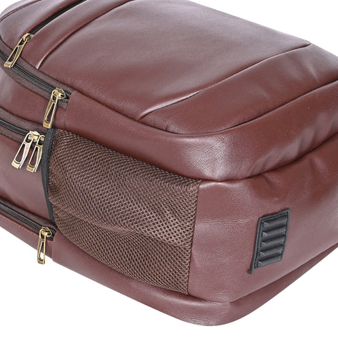 Stylish Mocha Brown Berlin Vegan Leather 15.6 Inch Laptop Backpack for Men & Women.