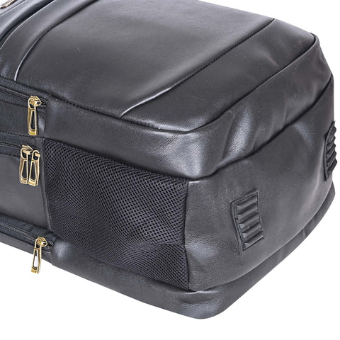 Stylish Elegant Black Berlin Vegan Leather 15.6 Inch Laptop Backpack for Men & Women.