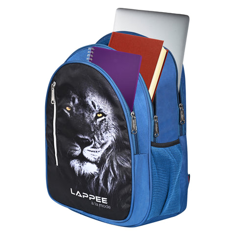 Lappee LION Elegant Blue Casual Backpack with Rain Cover for Boys Bagpack for College, Office, School,Travel.