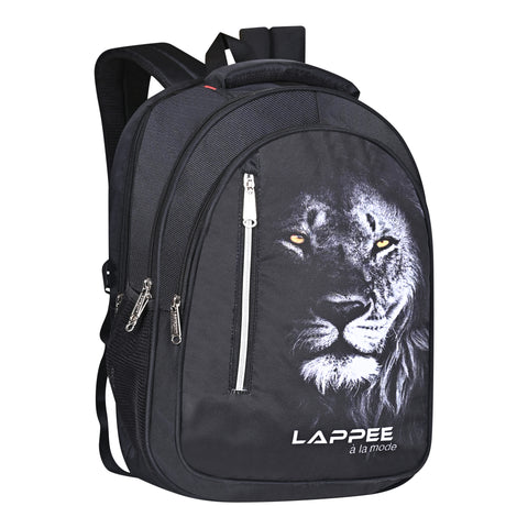 Lappee LION Stylish Black Casual Backpack with Rain Cover for Boys Bagpack for College, Office, School,Travel.