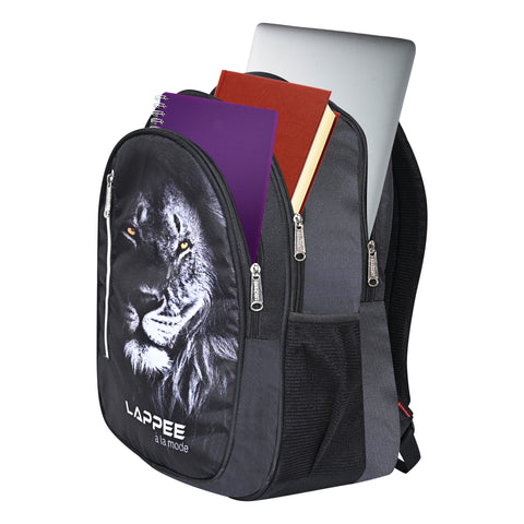 Lappee LION Stylish Black Casual Backpack with Rain Cover for Boys Bagpack for College, Office, School,Travel.