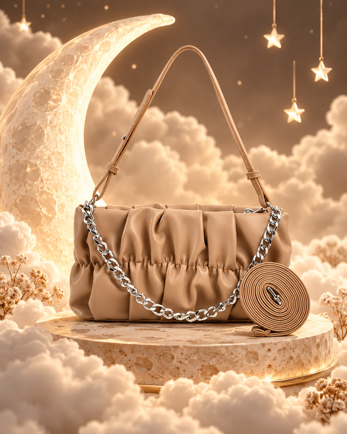 Classic Khaki Cloud Shoulder Bag for women