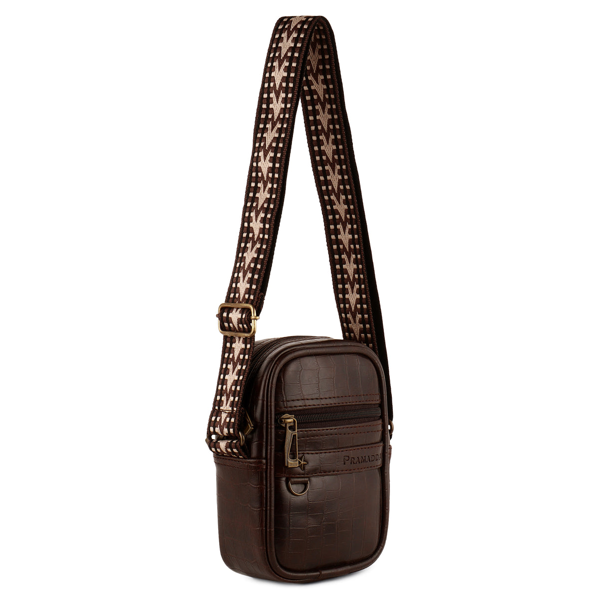 Espresso Brown Croco Denver Mobile Sling Bag