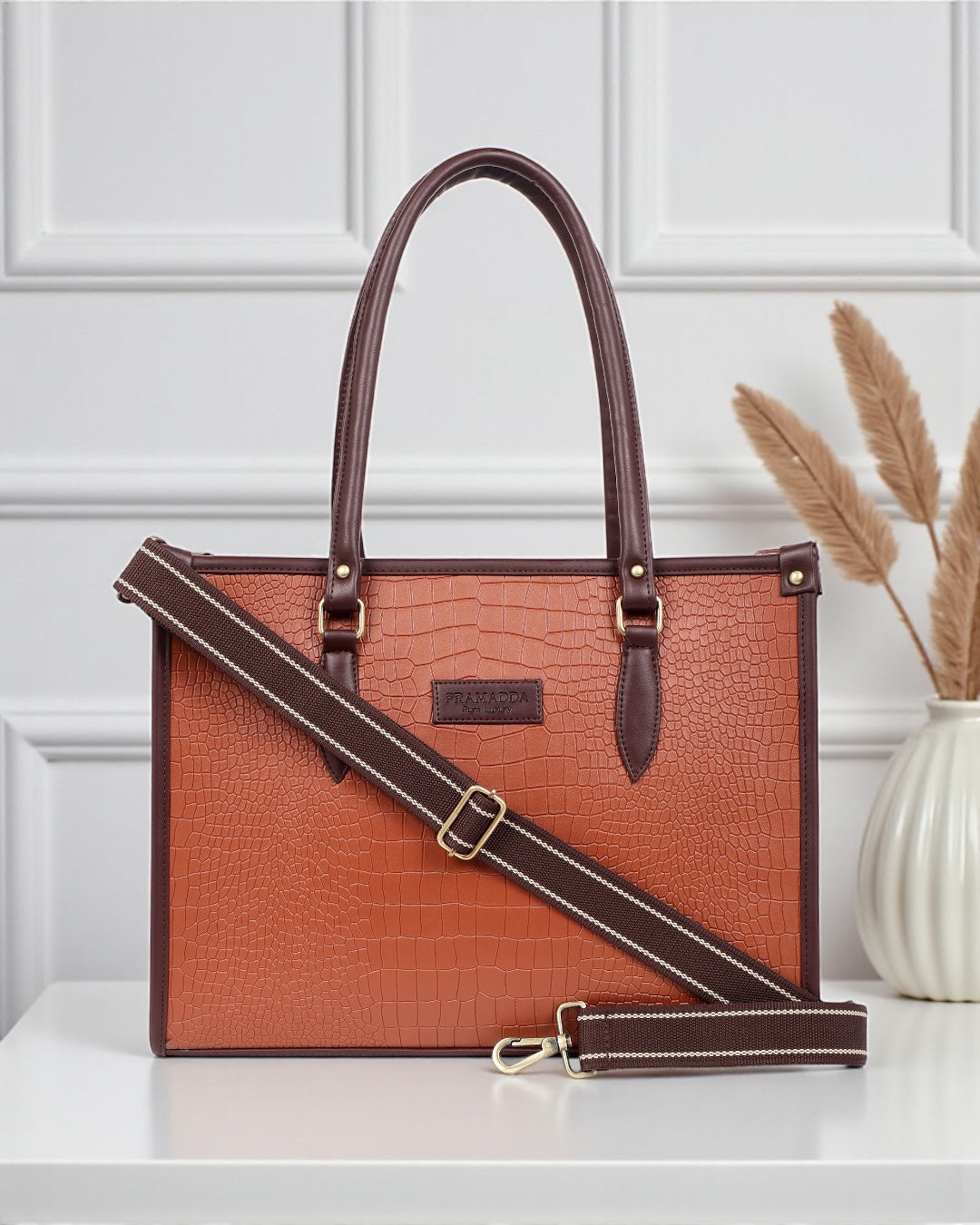 Bianca Croco Leather Tote Bag