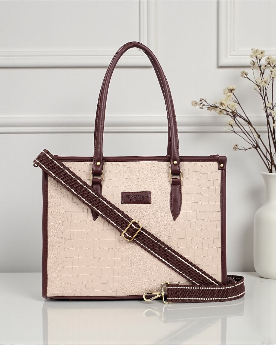 Bianca Croco Leather Tote Bag