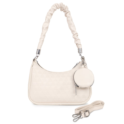 Elegant Mia baguette sling crossbody bag with coin pouch.