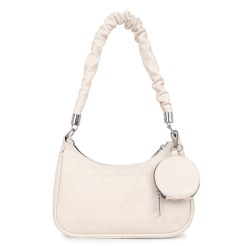 Elegant Mia baguette sling crossbody bag with coin pouch.