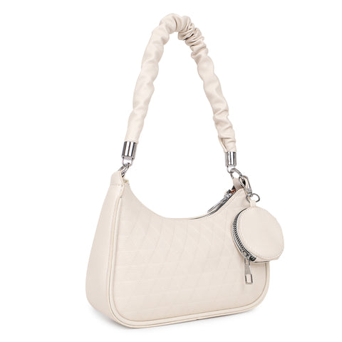 Elegant Mia baguette sling crossbody bag with coin pouch.