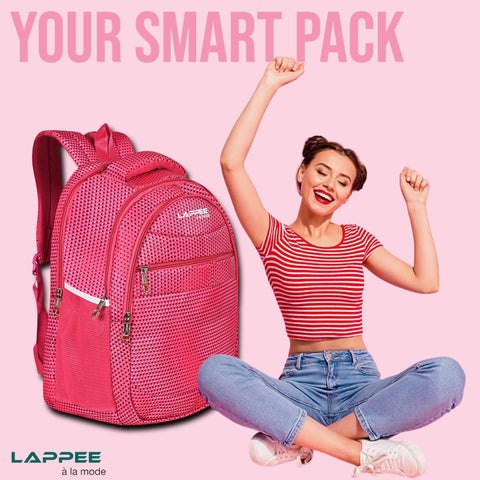 Lappee Printed Pretty Pink Casual Girls Backpack 36L | School College Office Travel.