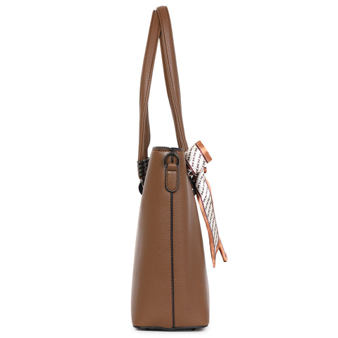 Mocha brown kim tote bag