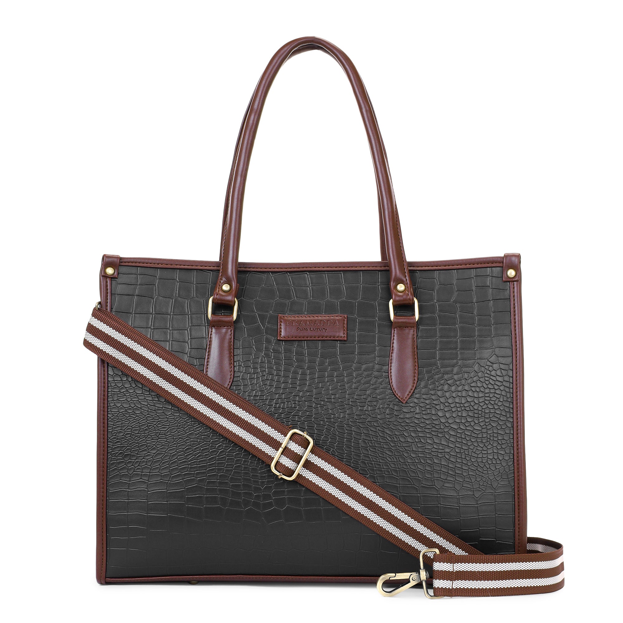 Classic Black Bianca Tote Bag with Ivory Pamela Sling Combo