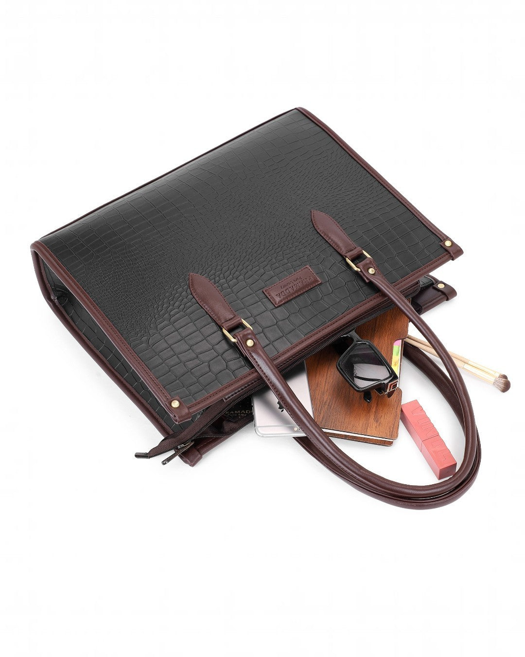 Black Bianca Tote Bag + Brown Twin Mobile Sling Bag