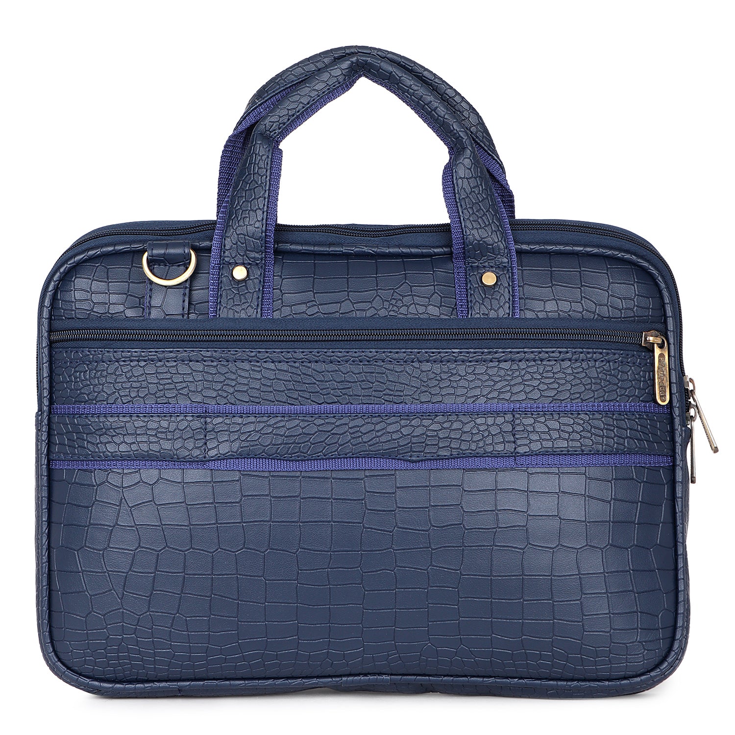 Midnight Blue Pablo Croco Laptop Messenger Bag.