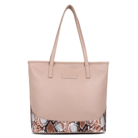 Sophie Snake Print Tote Bag in Royal Beige