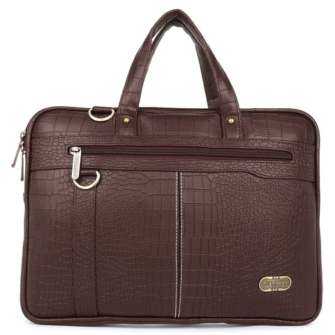 Mocha Brown Pearson Croco Office Messenger Bag