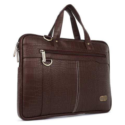 Mocha Brown Pearson Croco Office Messenger Bag