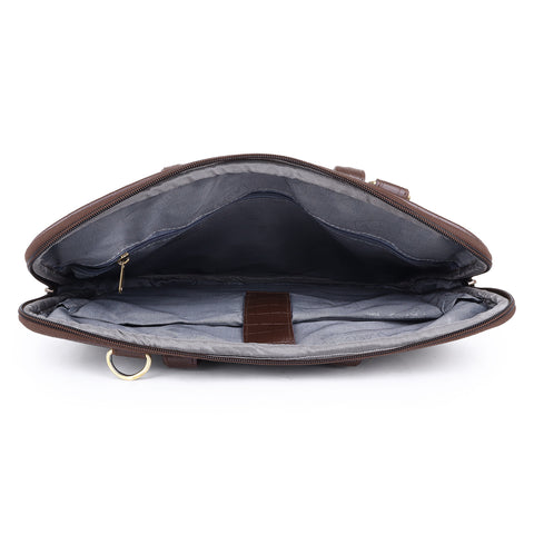 Mocha Brown Pearson Croco Office Messenger Bag