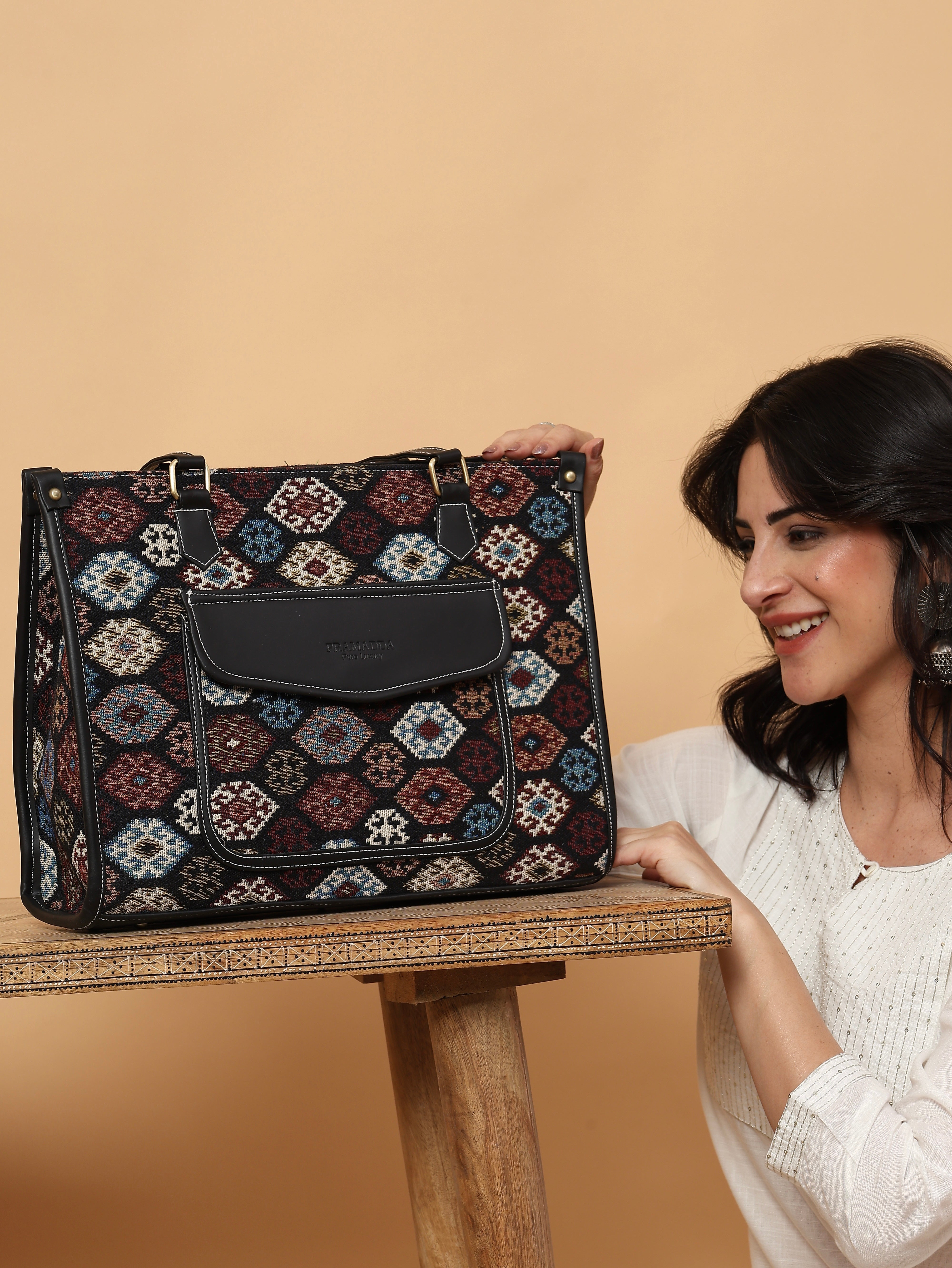 Multi Boho Print Aisha Canvas Tote Bag- Clearance Sale