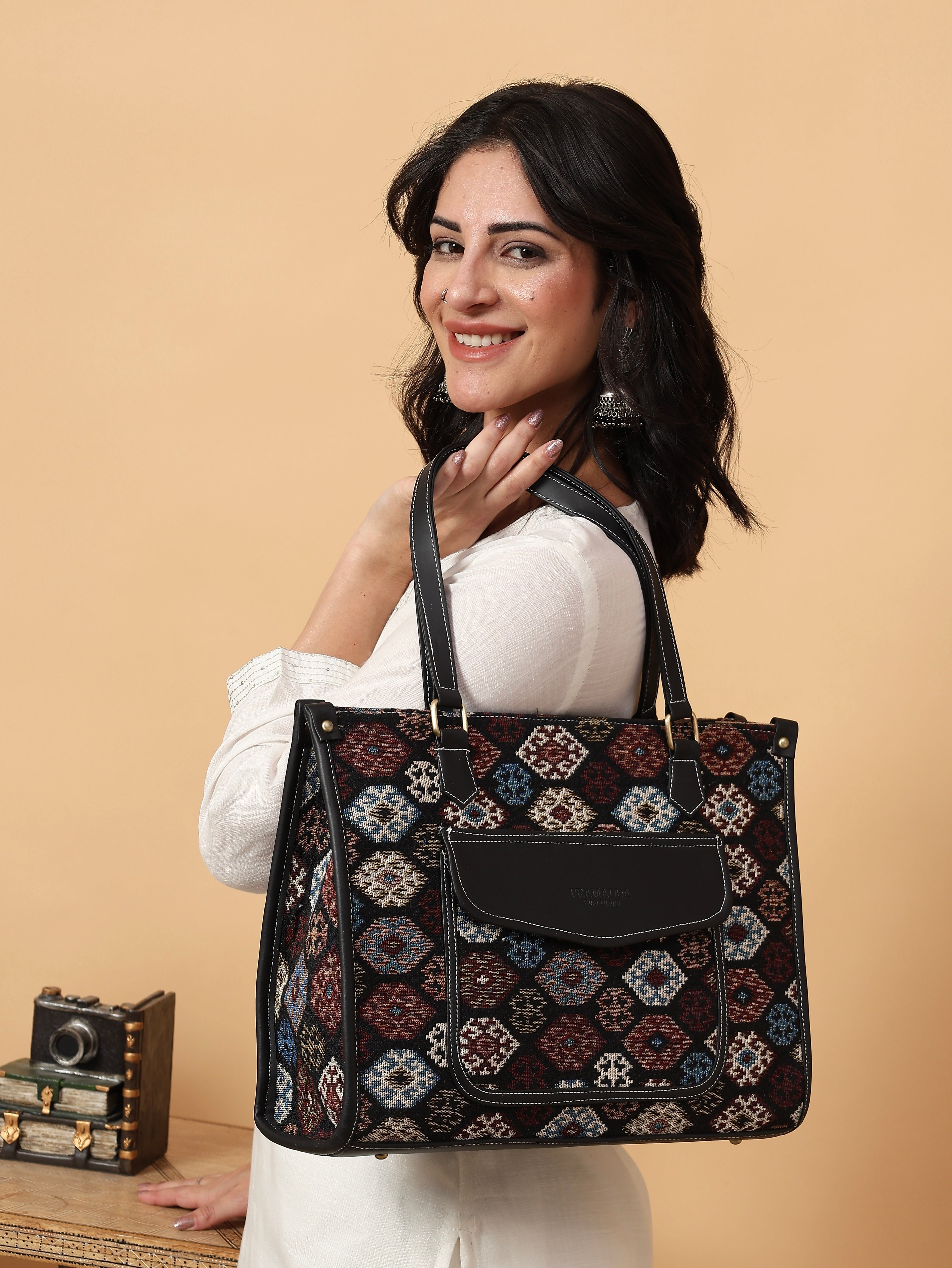Multi Boho Print Aisha Canvas Tote Bag- Clearance Sale
