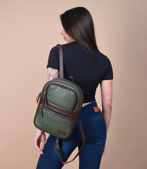 Green Zoey Compact Backpack for women Travel