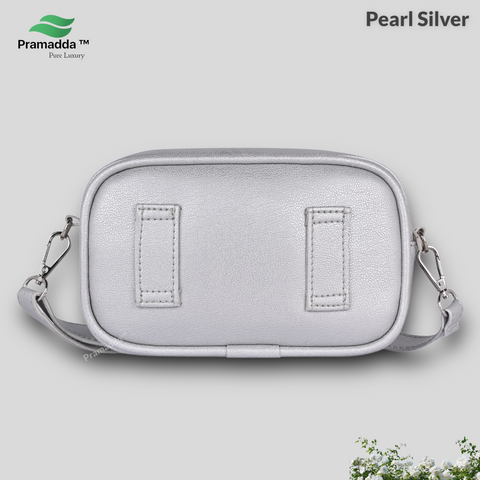 Classic Silver check emboss crossbody sling cum waist bag for women