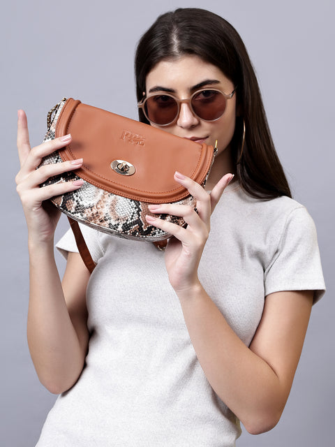 Royal Tan Half Moon Purse For Women