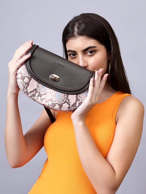 Elegant Peach Half Moon Purse For Women