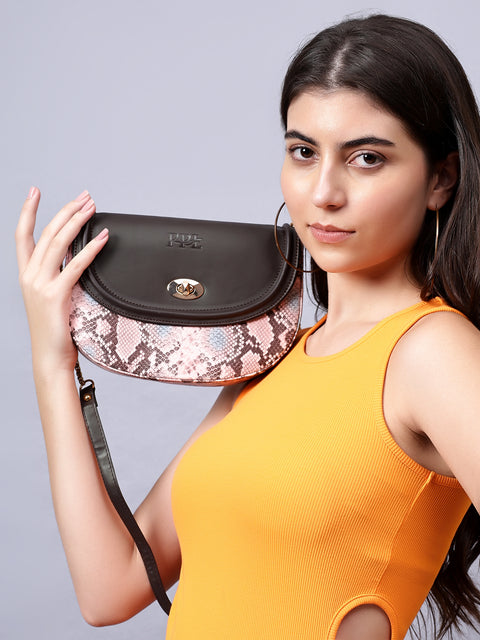 Elegant Peach Half Moon Purse For Women