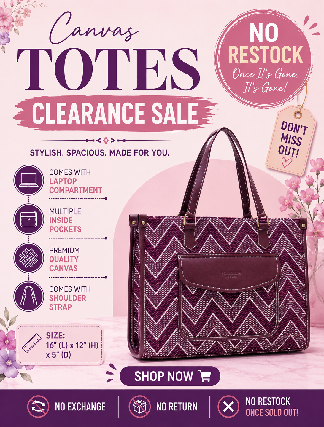 Purple Maze Aisha Canvas Tote- Clearance Sale