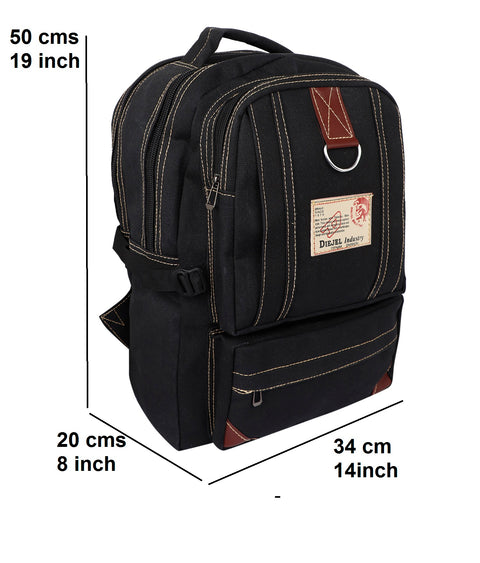 Lappee Canvas Stylish Black Jumbo Backpack for men and women For Office, college, School.
